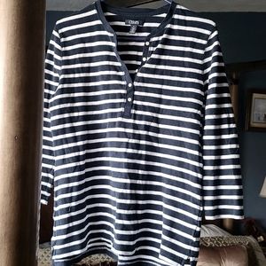 Navy + White Striped Henley